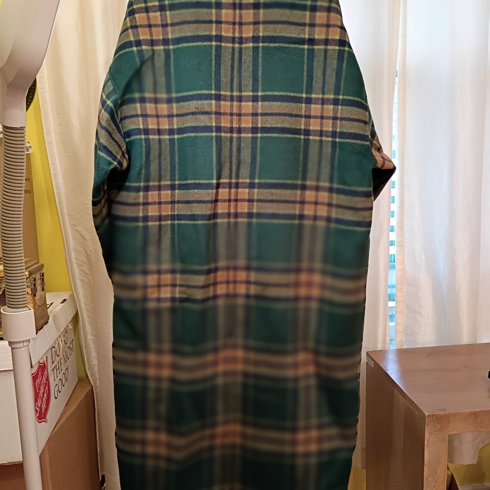 OAK + FORT Green and Brown Plaid Pea Coat - Picture 3 of 6